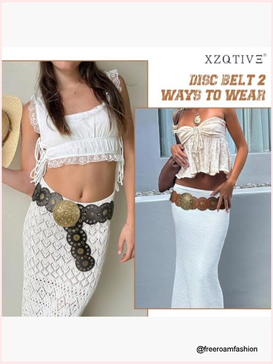 Women\'s Elasticized Cowgirl Concho Disc Belt Adjustable Waist main image 6